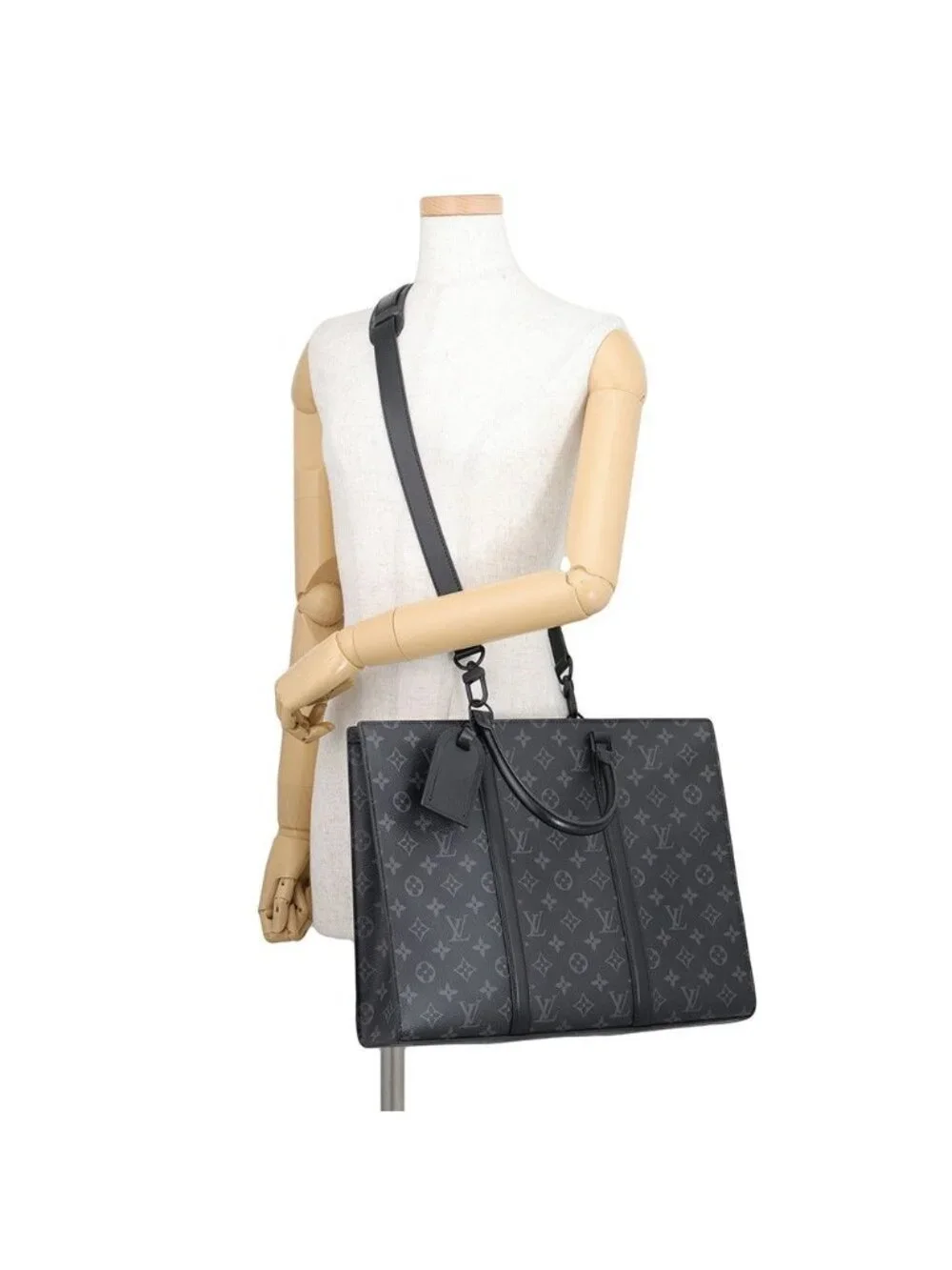 Louis Vuitton Tote Bag Monogram Eclipse Sac Plat Horizontal Zip 2-Way Business